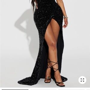 Fashion Nova Black Strapless Sequin Dress